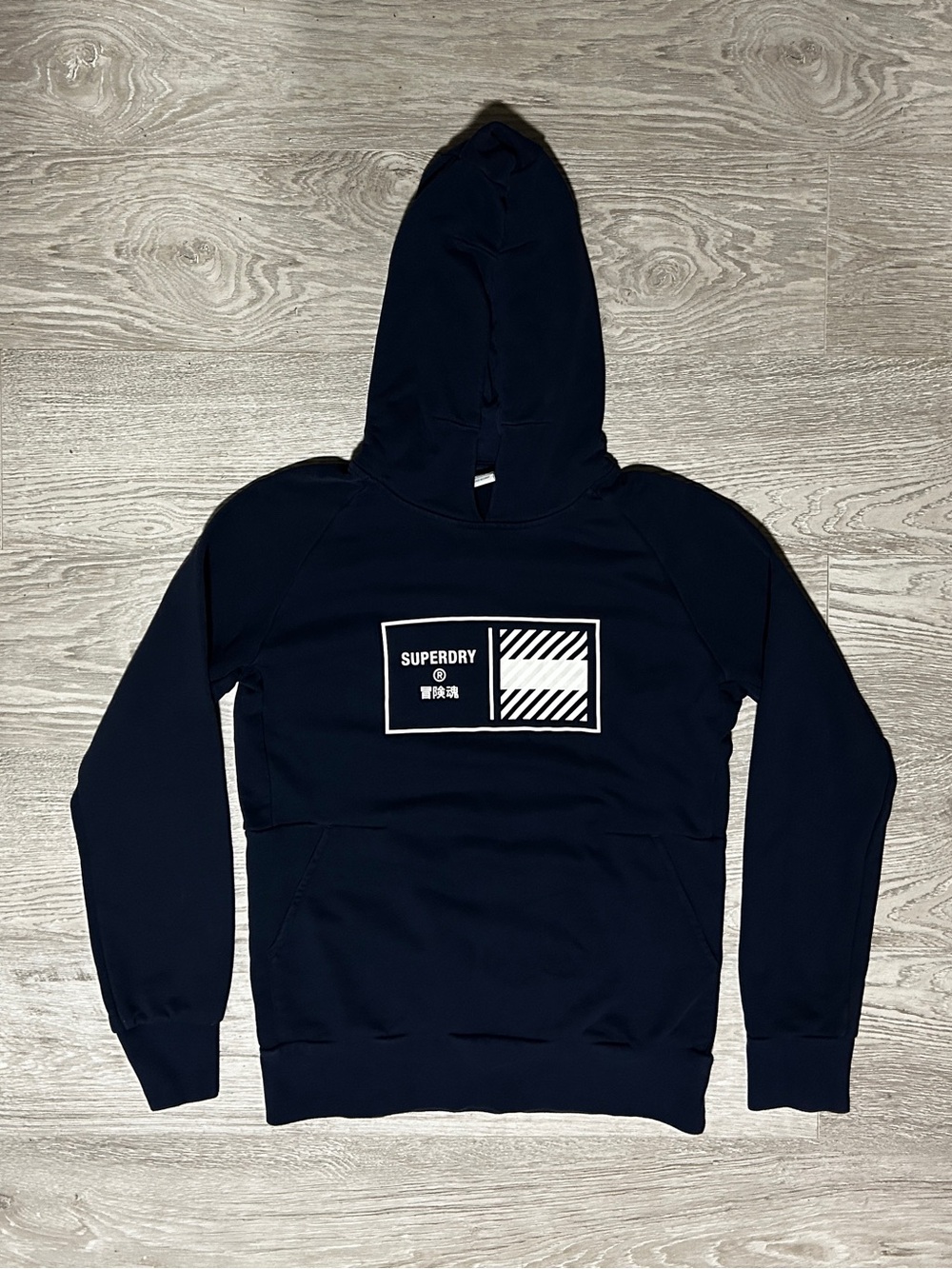 Superdry Men's Navy Pullover Hoodie with Chest Graphic